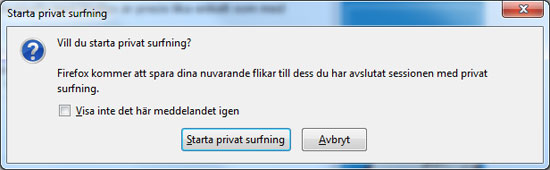 Starta privat surfning i Firefox