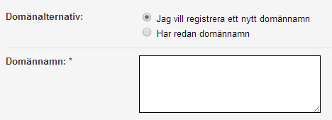 Registrera nytt domännamn