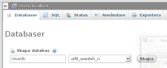 Skapa en ny MySql-databas från phpMyAdmin