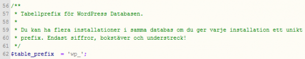 Tabellprefix används för att kunna installera flera bloggar på samma server