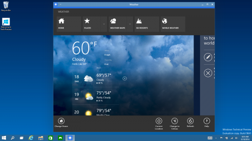Windows 10 blandar "Metro" och traditionella skrivbordet