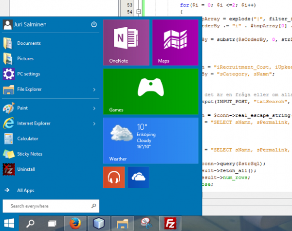 Startmenyn i Windows 10 har stöd för Live Tiles