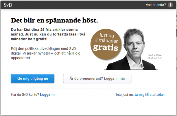 Fortsätt läsa SvD utan prenumeration