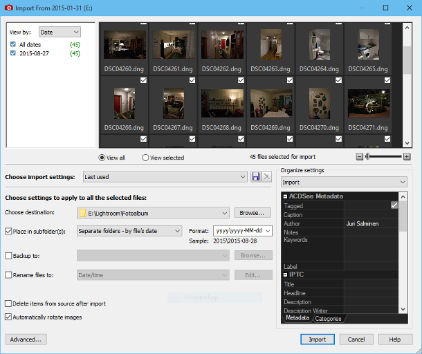 Importera foton från din kamera med ACDSee Pro 8