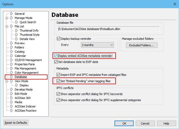 ACDSee Pro 8 kan säkerhetskopiera metadata vid programavslut