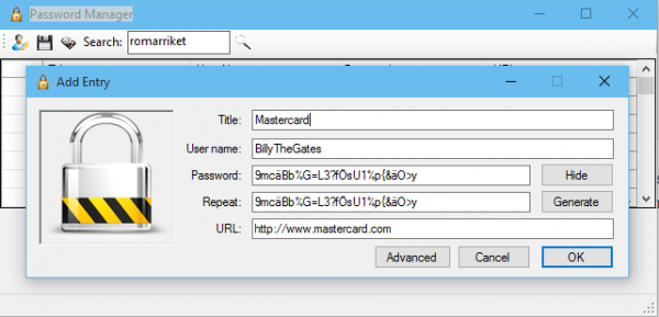 Password Manager - egenskapat program för att hålla reda på lösenord, skrivet i C#