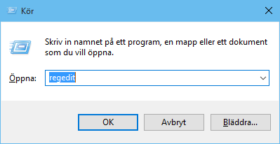 Starta Regedit för att redigera i Windowsregistret