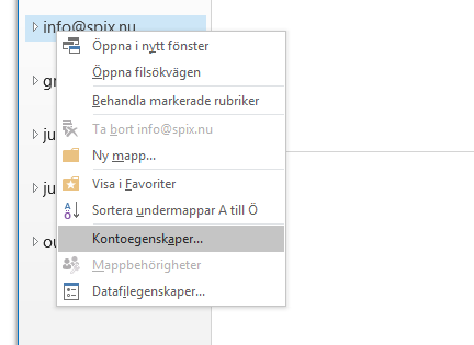 Kontoegenskaper i Outlook 2016